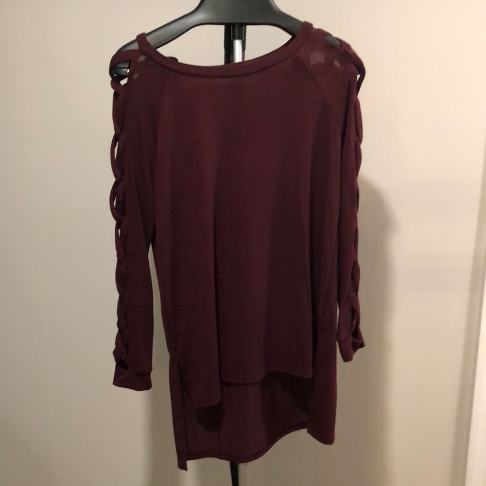 She & Sky wine color sweater.